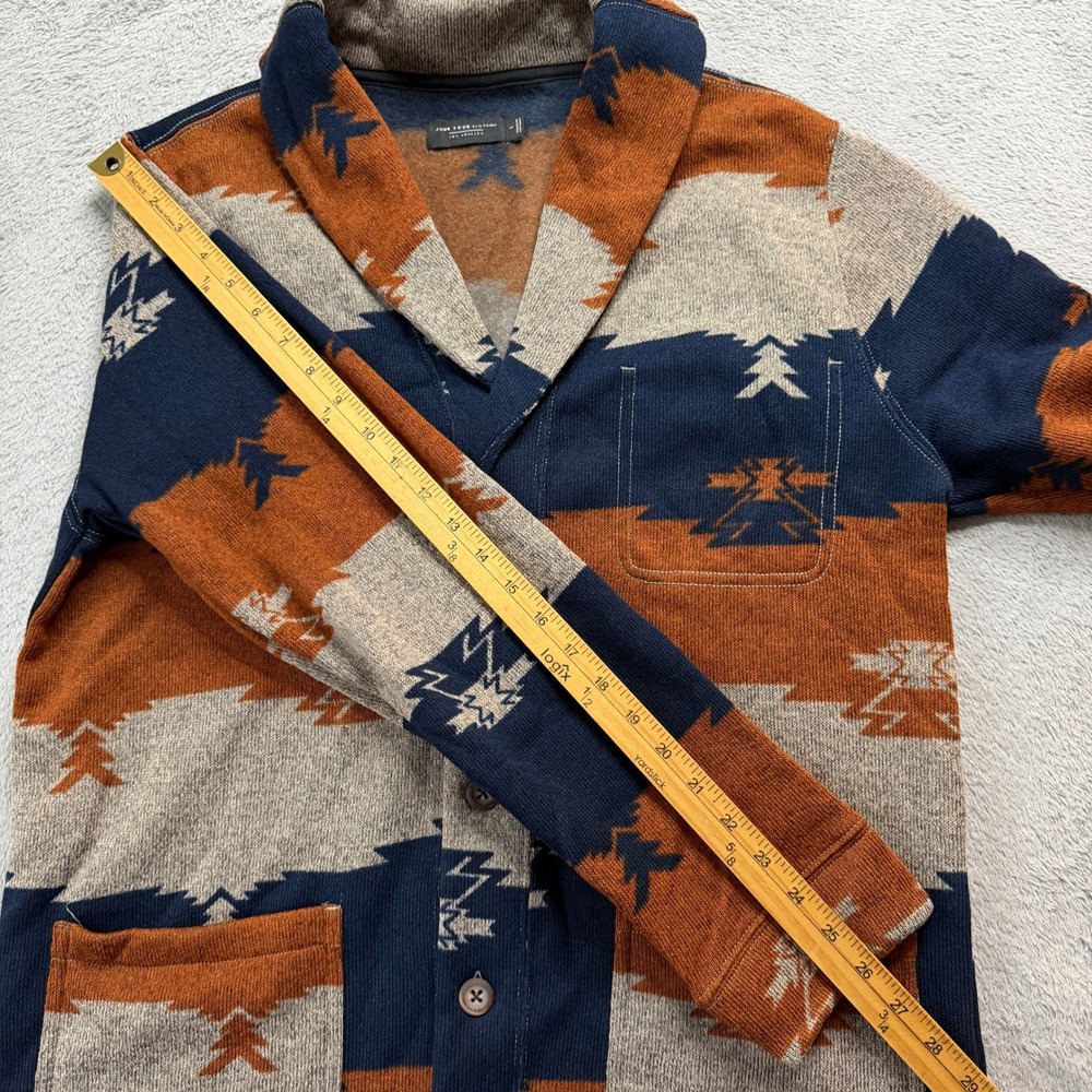 Junk Food Clothing Southwestern Shawl Collar Cardigan Rust Navy 12MJK696 Mens L - Picture 9 of 9
